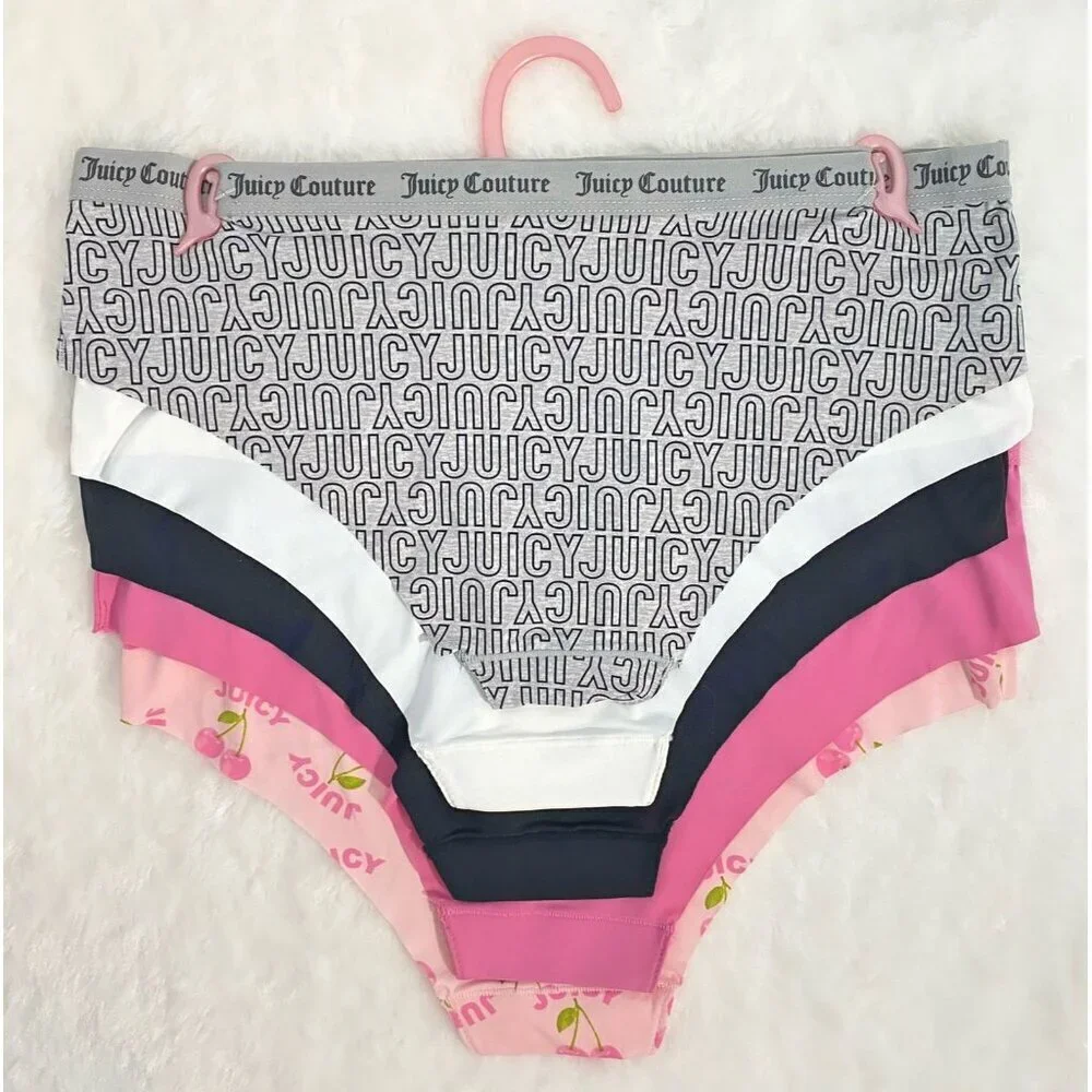 Juicy Couture Bikini Brief Pink, Black, White, Gray Logo 5 Panties Set Size S - Picture 3 of 10